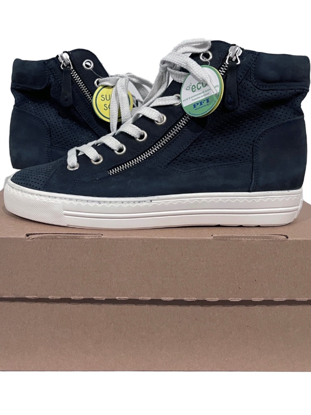 Brand New Paul Green Women 9.5 (UK7) Mac Suede Navy Blue High Top Sneakers